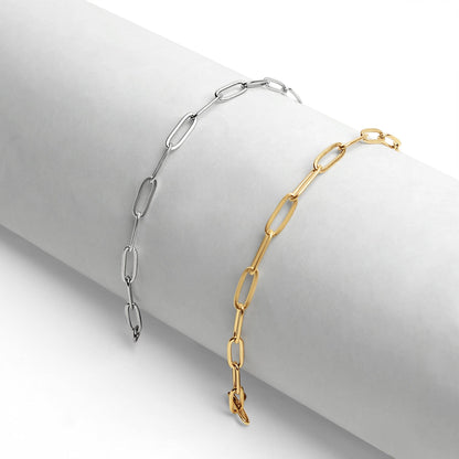 Stainless Steel Paperclip Chain Bracelet: Stainless / 7"