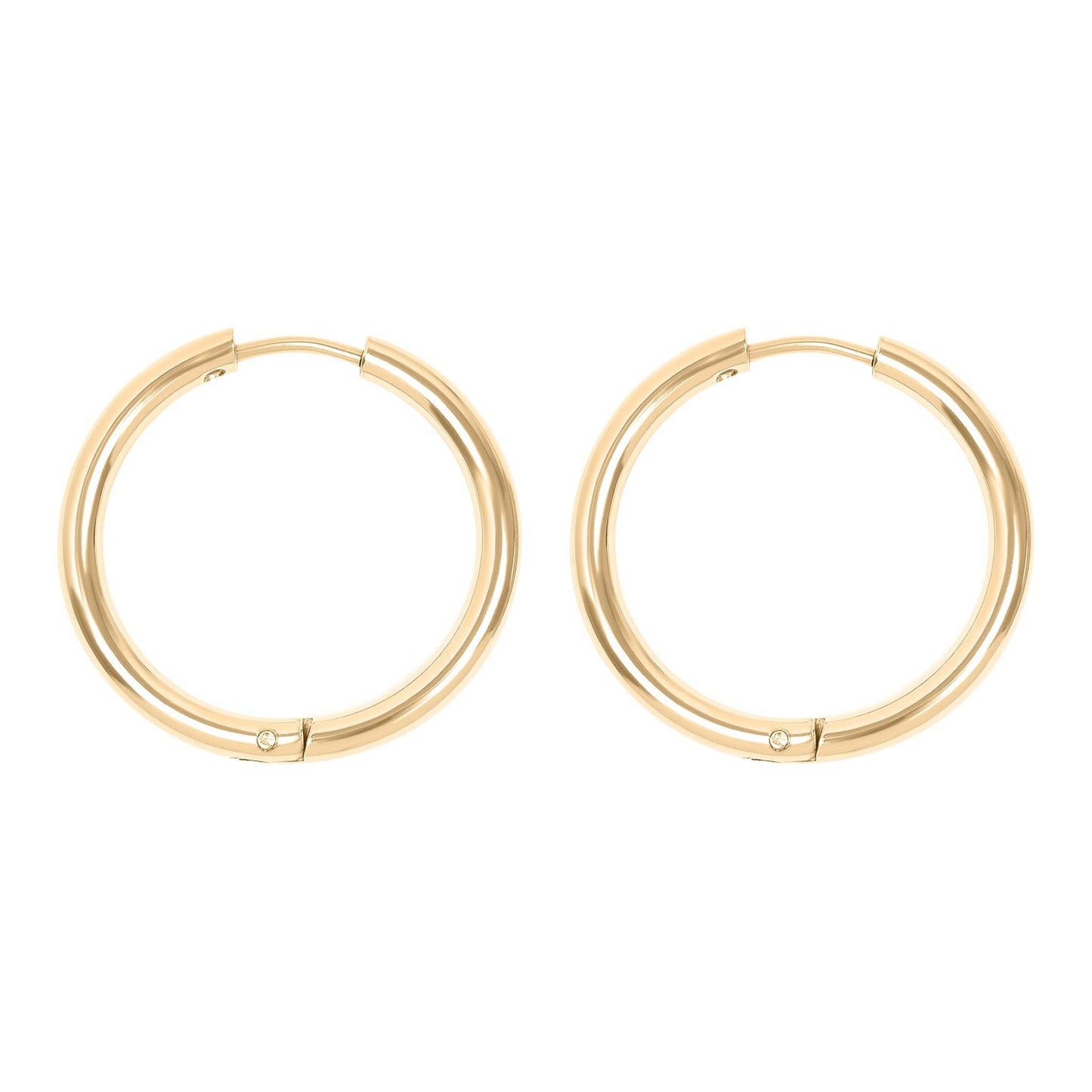 18K Gold PVD Stainless Steel Circle Huggie Hoop Earrings: Stainless / 22mm