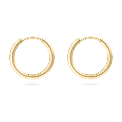 18K Gold PVD Stainless Steel Classic Hoop Huggie Earrings: Gold / 10mm