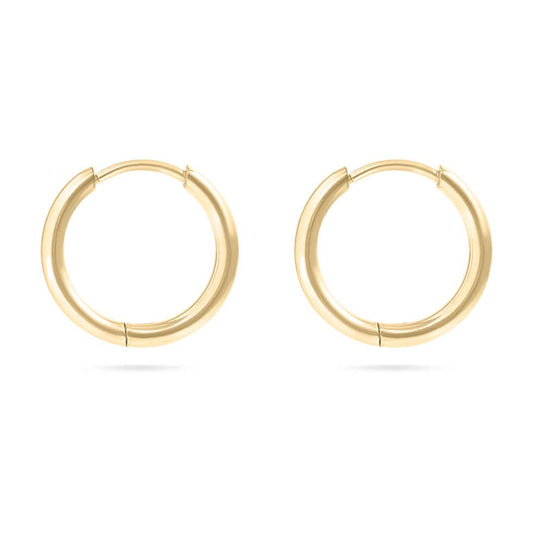 18K Gold PVD Stainless Steel Classic Hoop Huggie Earrings: Gold / 10mm