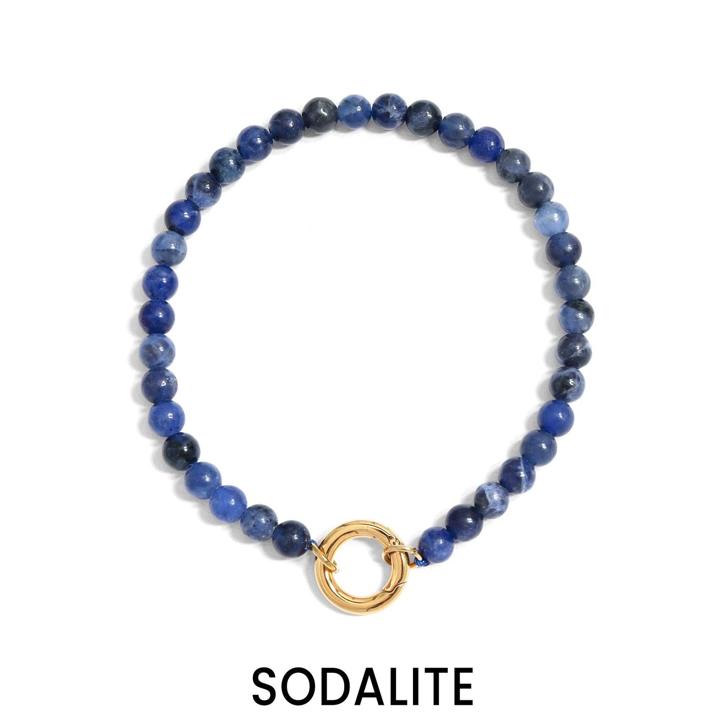 18K Gold PVD Stainless Steel Semi Precious Natural Stone Charm Keeper Bracelet: Gold / Howlite
