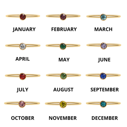 18K Gold PVD Stainless Steel Birthstone Stacking Ring: September / 8