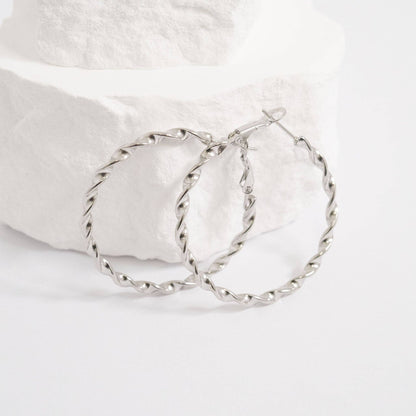 18K Gold PVD Stainless Steel Twist Hoop Earrings: Gold / 30mm