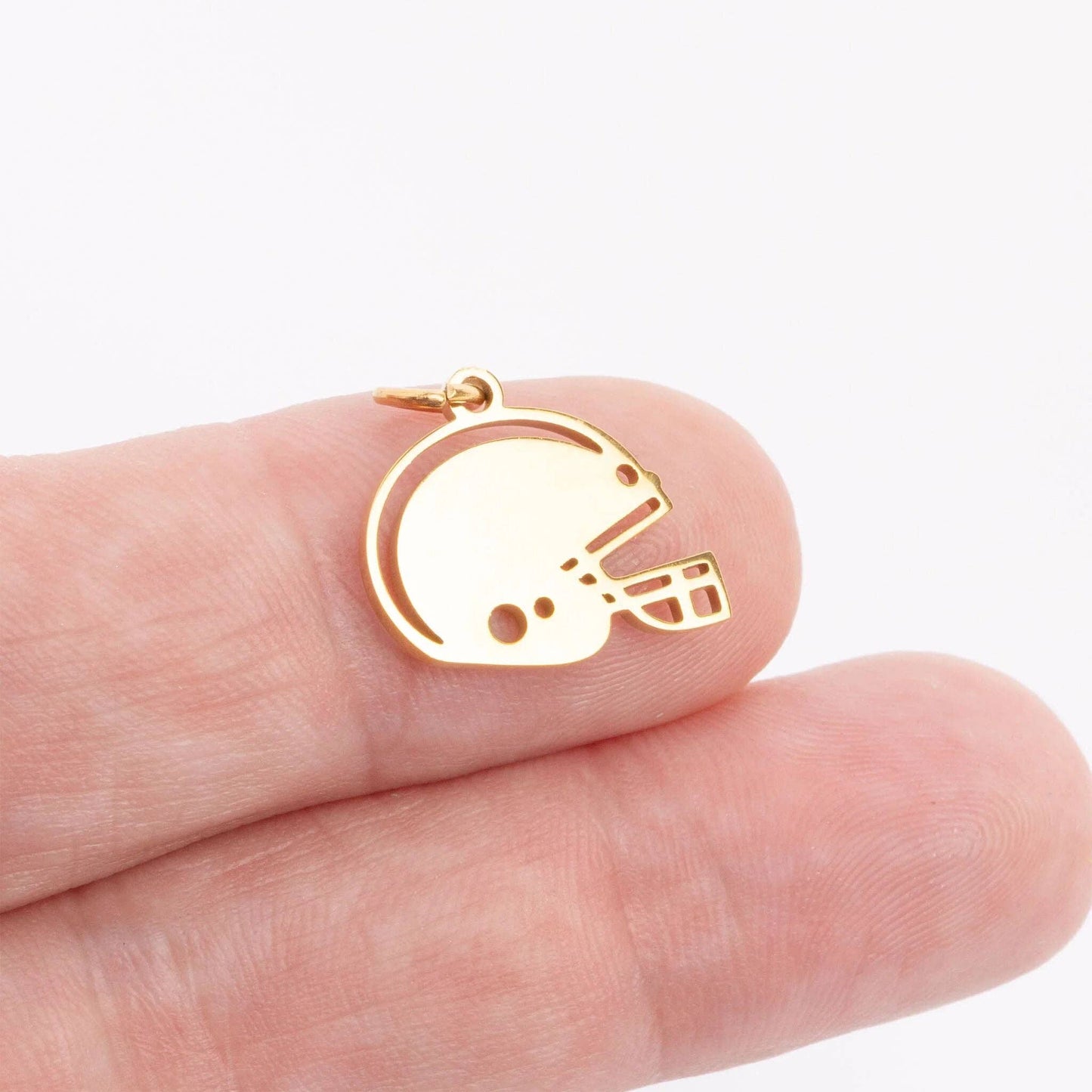 18K Gold PVD Stainless Steel Helmet Charm: Gold
