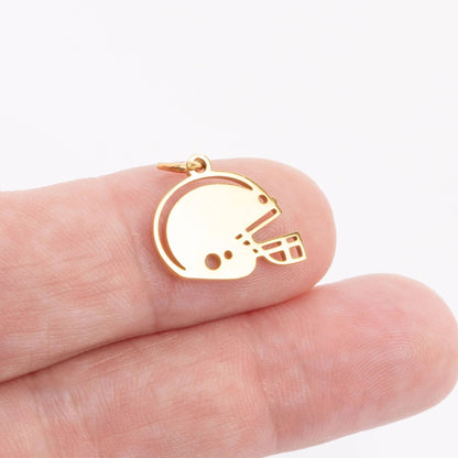 18K Gold PVD Stainless Steel Helmet Charm: Gold