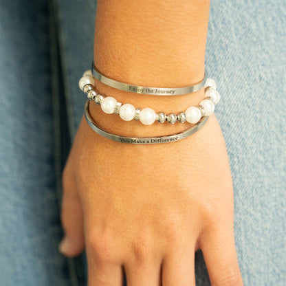 18K Gold PVD You Make a Difference Engraved Bangle Bracelet: Gold