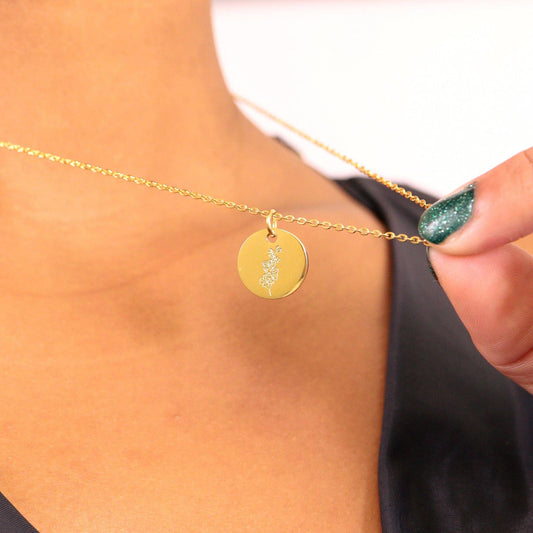 18K Gold PVD Stainless Steel Birth Flower Charm: Gold / May/Lily