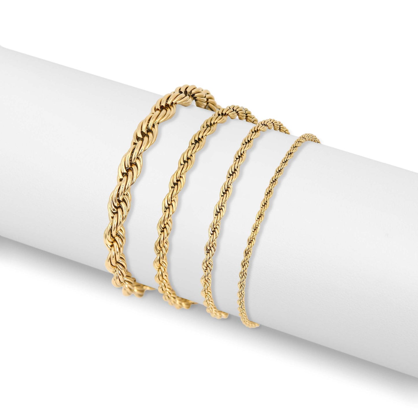 Rope Chain Bracelet / Anklet - Gold, Silver, Black: Gold / 6+2" / 2mm