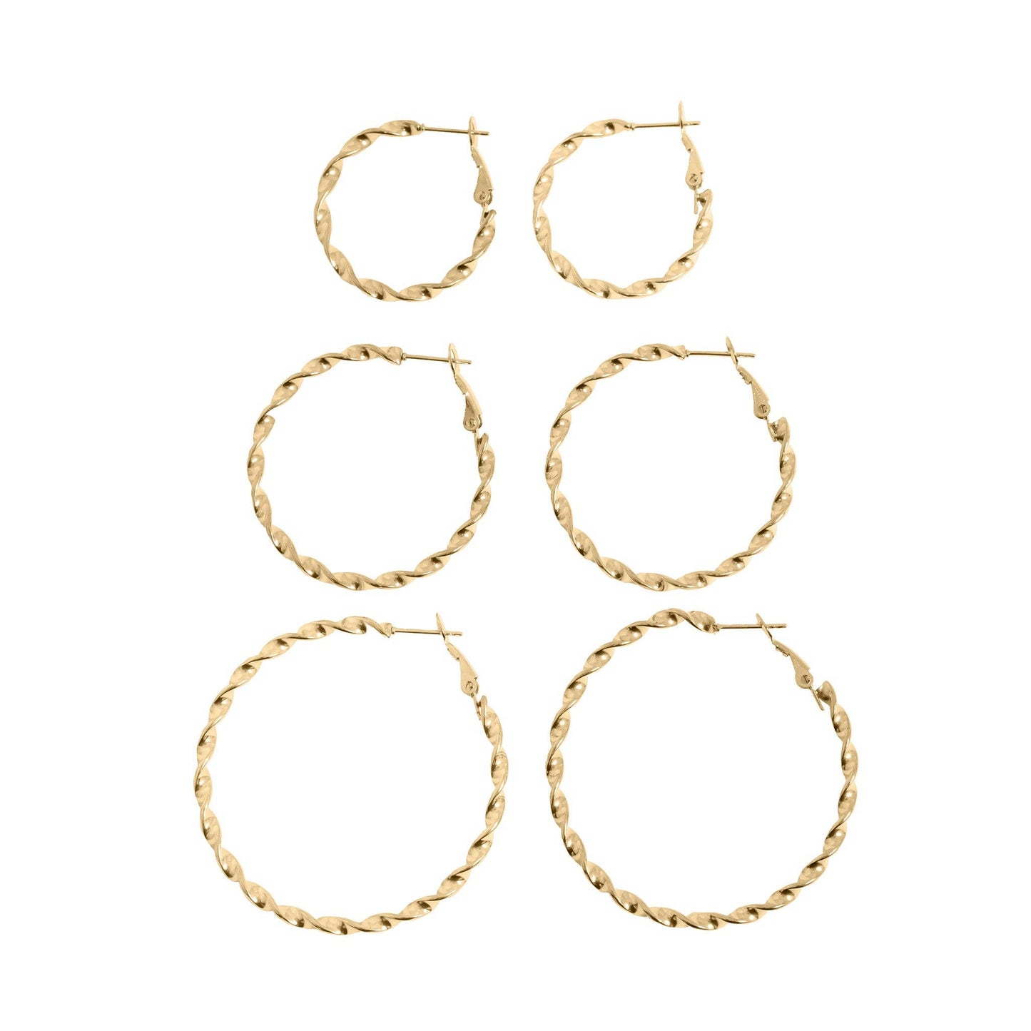 18K Gold PVD Stainless Steel Twist Hoop Earrings: Gold / 30mm
