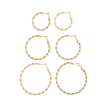 18K Gold PVD Stainless Steel Twist Hoop Earrings: Gold / 30mm