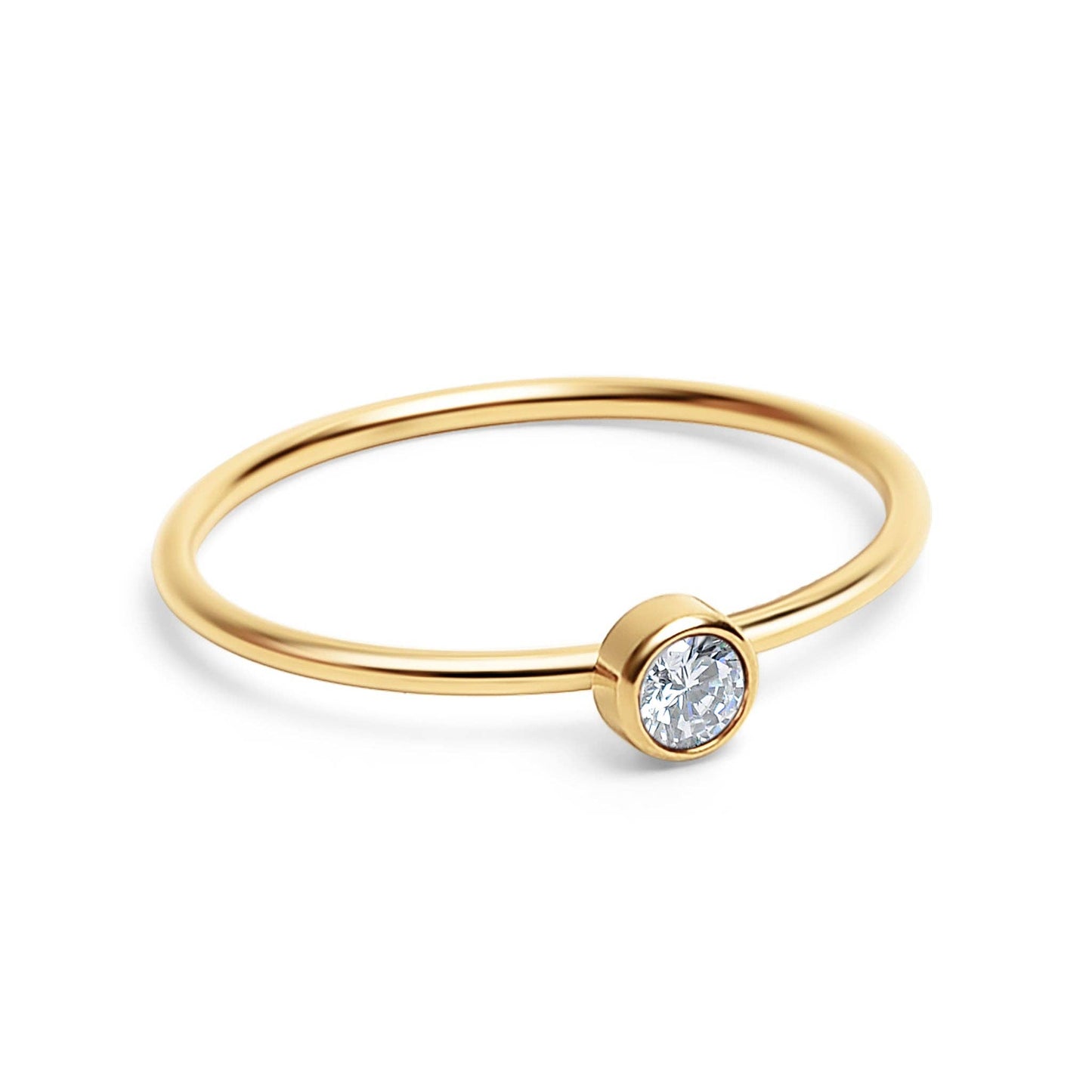 18K Gold PVD Stainless Steel Birthstone Stacking Ring: October / 8