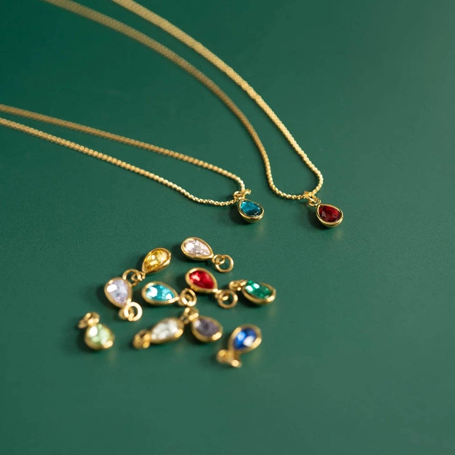 18K Gold PVD Teardrop Birthstone Charm: September