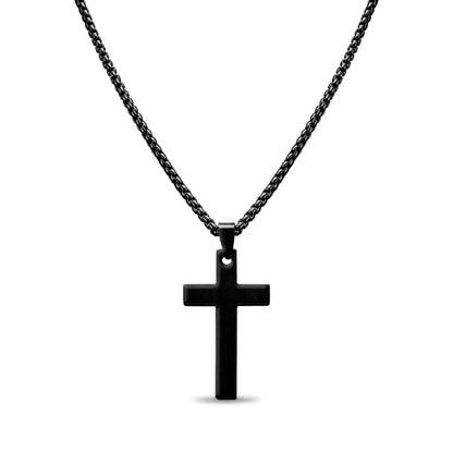 Stainless Steel Box Chain Cross Necklace: Stainless / 40mm