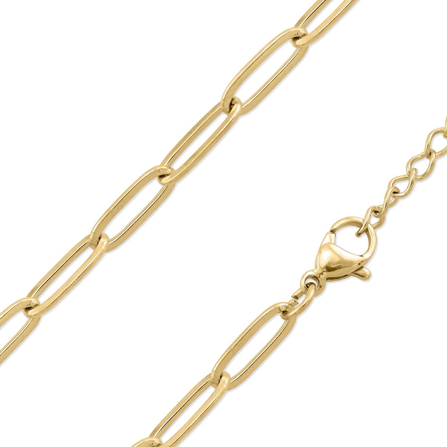18K Gold Paperclip Chain Necklace: 20+02" / 4mm