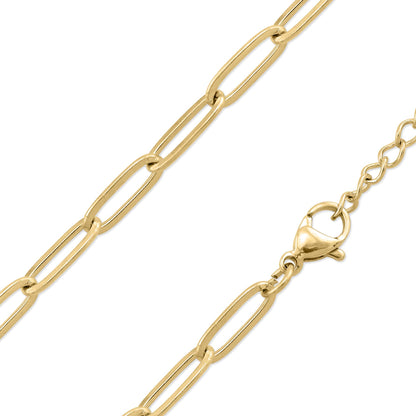 18K Gold Paperclip Chain Necklace: 20+02" / 4mm