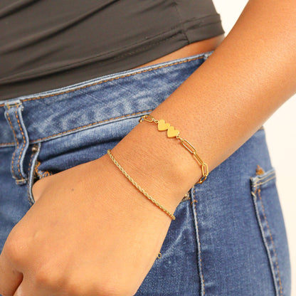 Rope Chain Bracelet / Anklet - Gold, Silver, Black: Gold / 6+2" / 2mm
