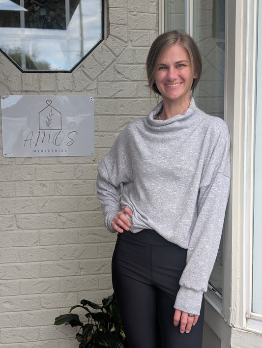 Mock Neck Top - Long Sleeve Heather